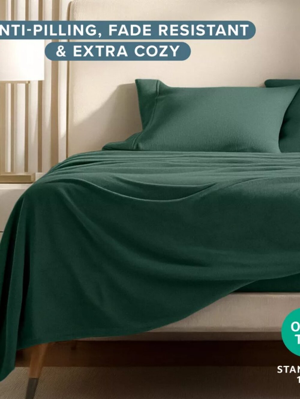 NEW Polar Fleece Sheet Set by Bare Home Forest Green Queen